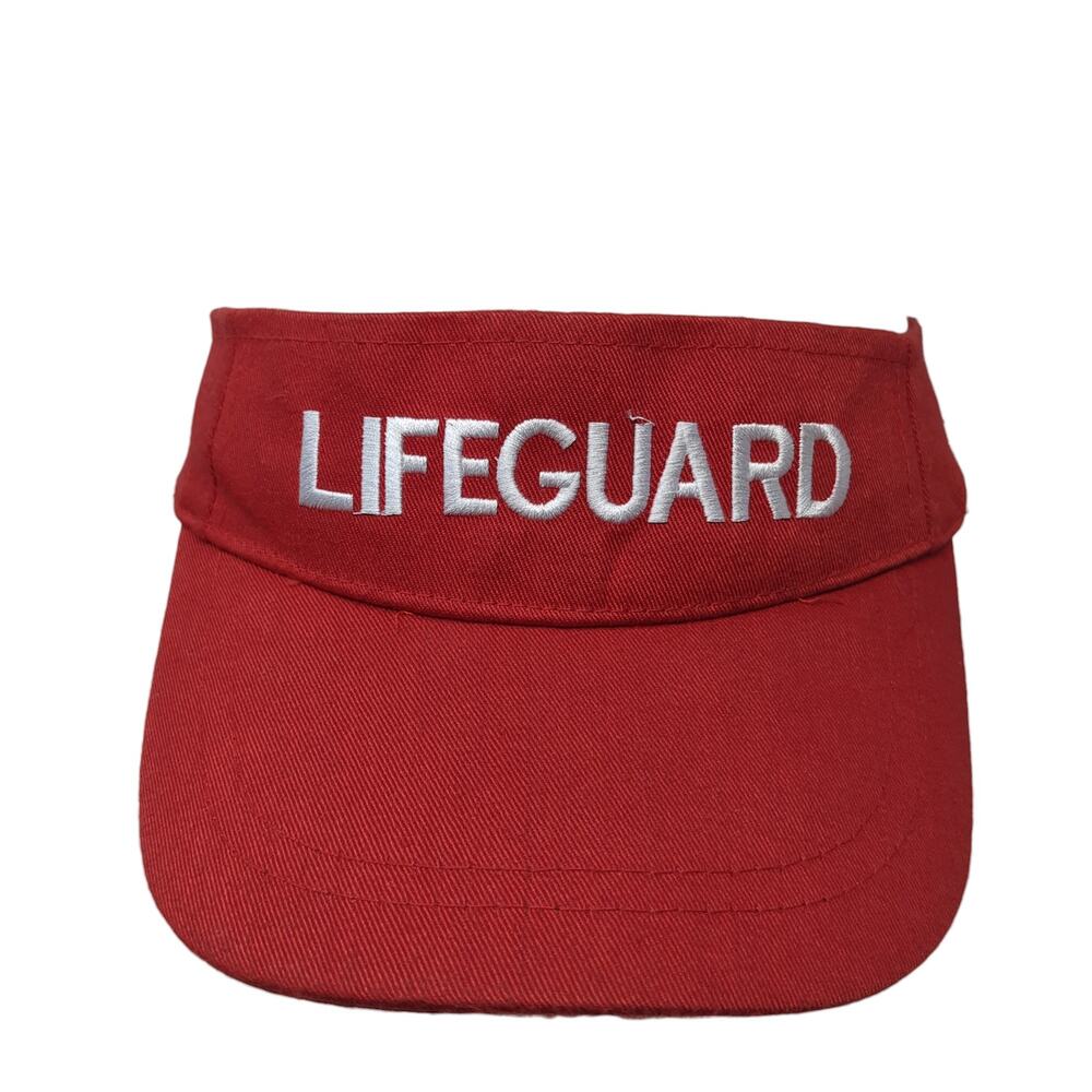 Lifeguard Strapback Hat Red One Size Embroidered Adjustable Outdoor